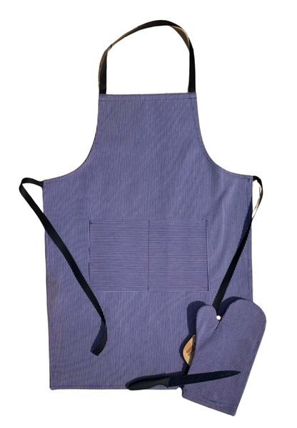 Grilovací set zástěra a chňapka denim
