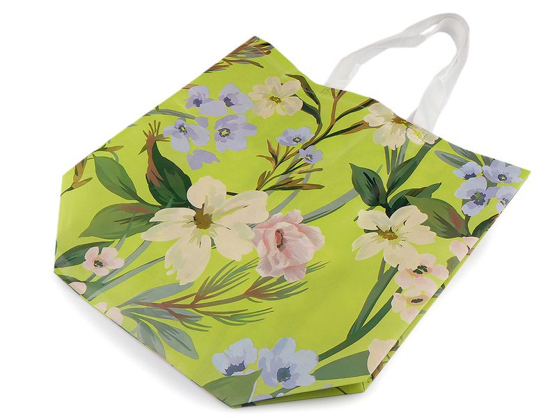 Taška z laminované netkané textilie květy velká 50x40 cm