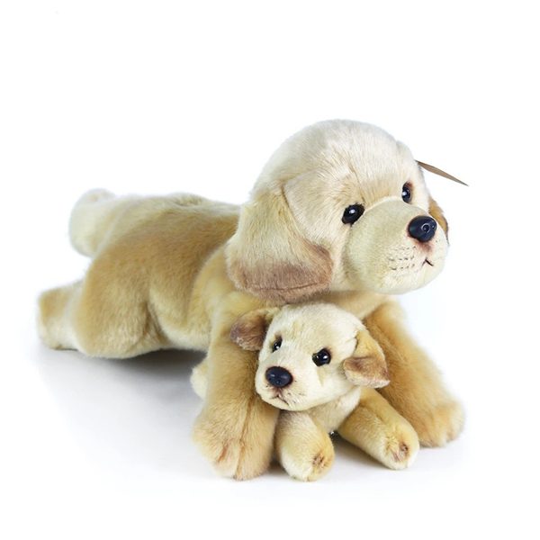 Plyšový labrador s miminkem ležící 25 cm
