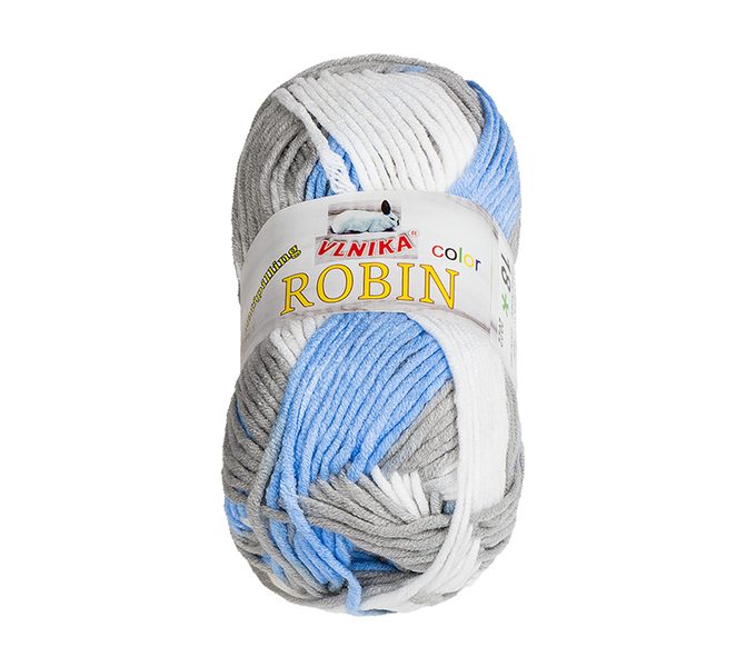 Příze ROBIN COLOR bílá,šedá,modrá 18 100g / 150 m