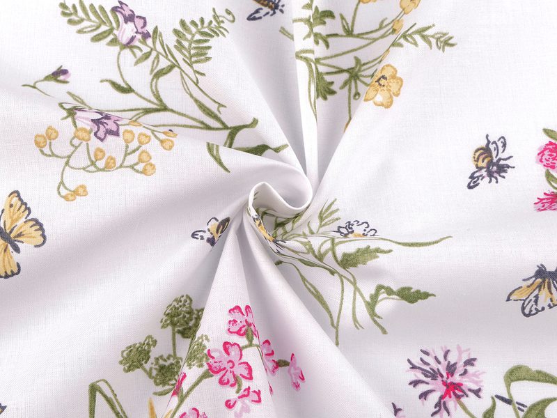 Bavlněná látka / plátno polní květy METRÁŽ