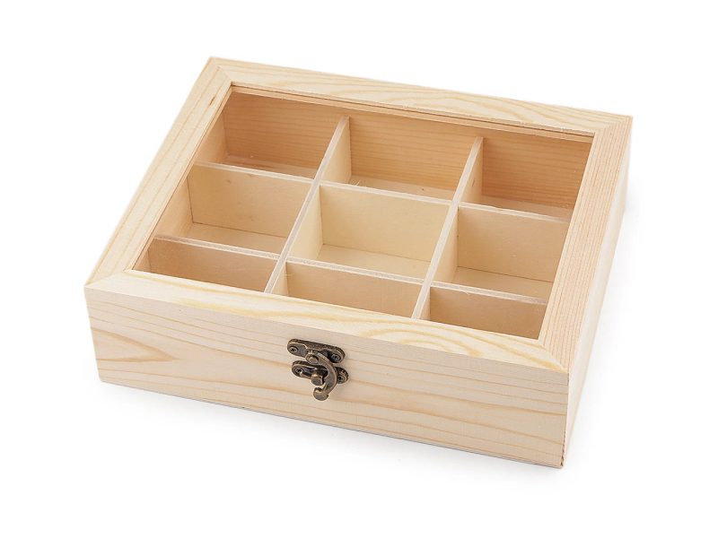 Dřevěná krabička se skleněným průhledem
