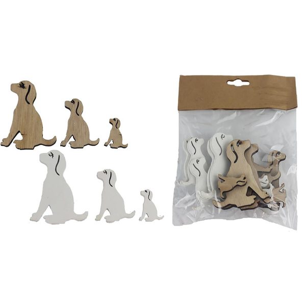 Dekorace pejsek, 18 ks D6228 - 2,3 - 5,6 x 0,5 x 3 - 7 cm