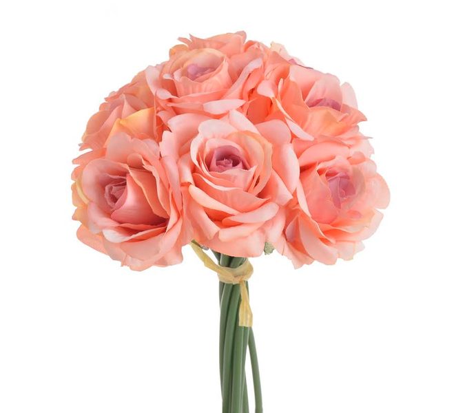 Kytice růží 9 ks - růžová s fialovým středem