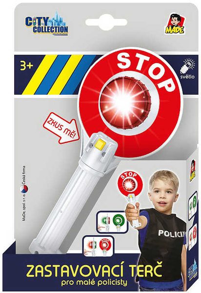Plácačka policejní 23cm zastavovací terč plastový na baterie Světlo