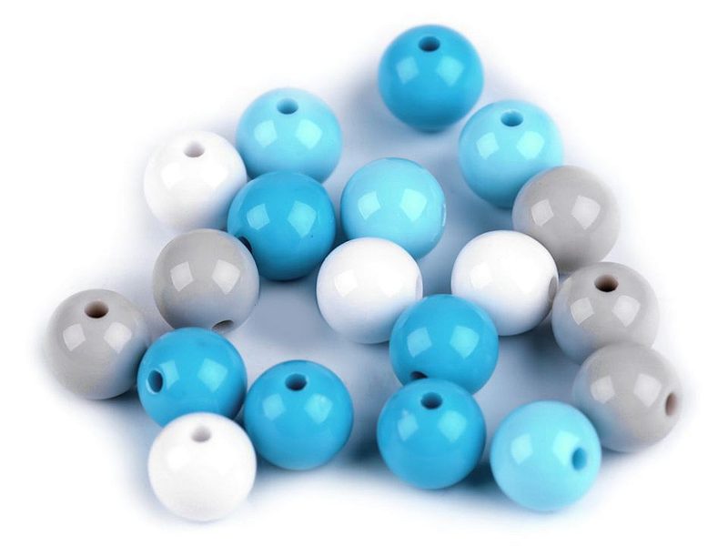 Plastové korálky Color Ø10 mm barevný mix 20 ks