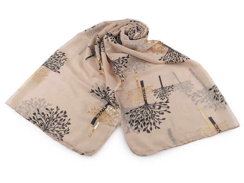 Šátek / šála se zlatým potiskem 70x175 cm
