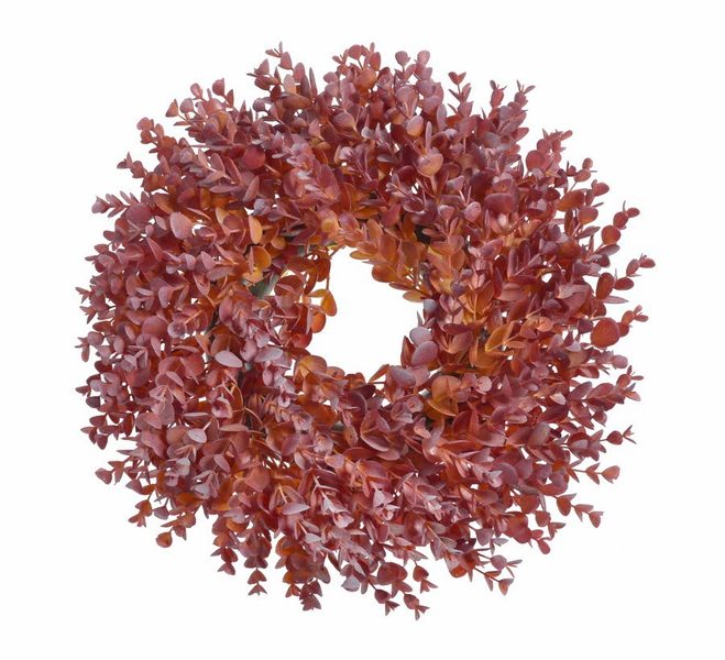 Umělý věnec eukalyptus 36 cm - červená