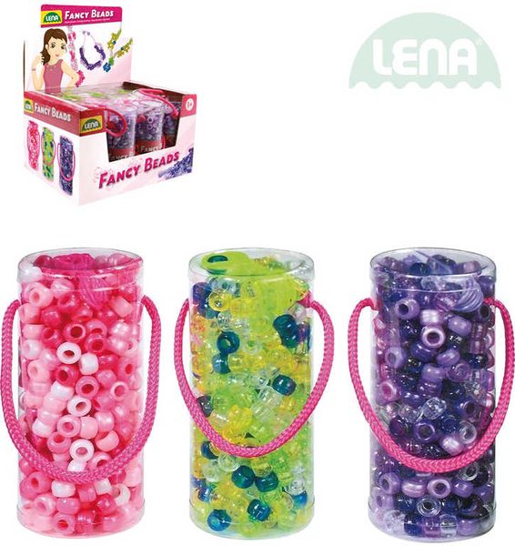 LENA Korálky perly set v doze se šňůrkou různé barvy plast 32720