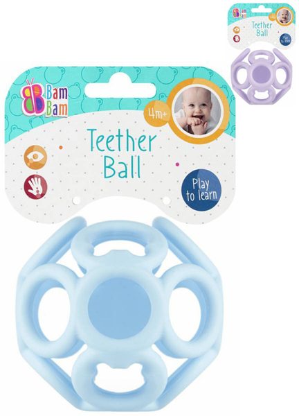 BAM BAM Baby koule gumová pastelová kousátko pro miminko 2 barvy