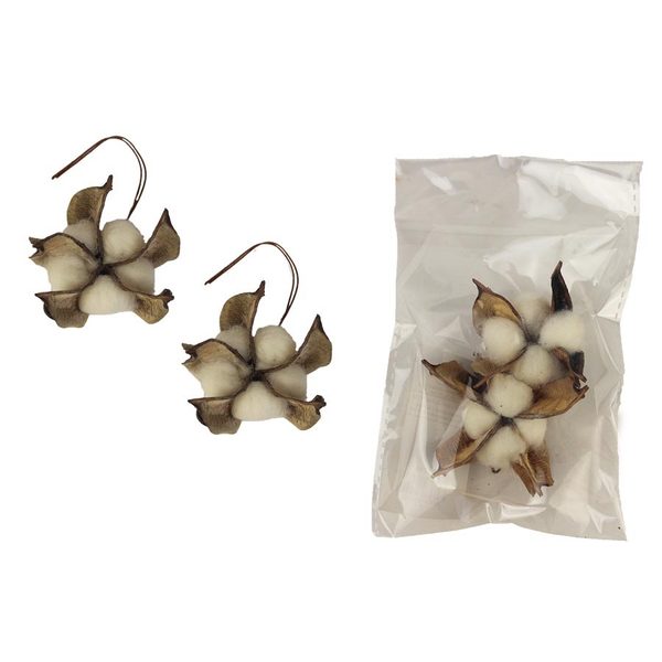 Dekorace bavlník 2 ks P1269 - 5,5 - 6 x 2 x 5,5 cm