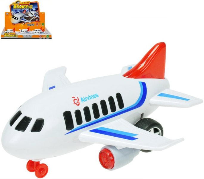 Letadlo osobní bílé 18cm na setrvačník na baterie Světlo Zvuk plast | Toys  | Mikaton.cz
