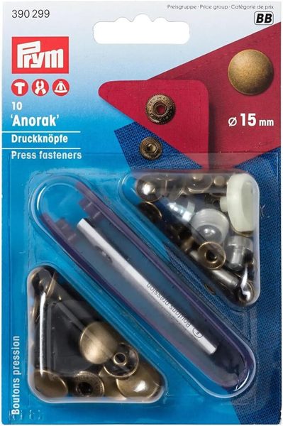 Knoflík stiskací ANORAK 15 mm STAROMĚĎ