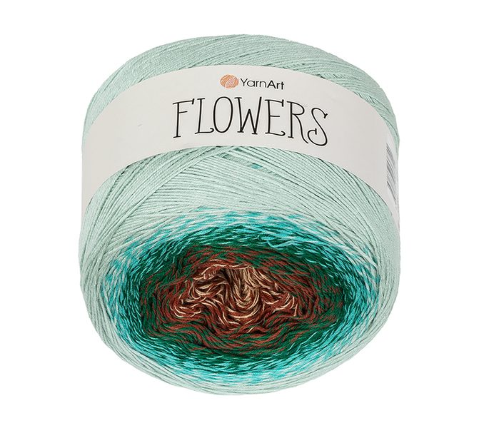 Příze Flowers Modrá,Hnědá /318