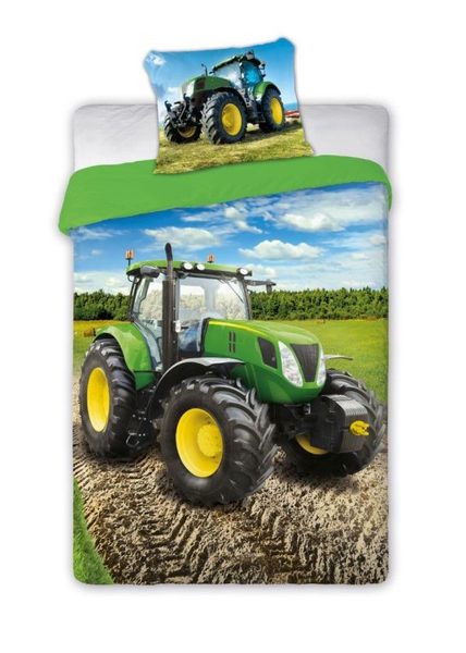 Povlečení Traktor zelený bavlněné 140/200, 70/90 cm