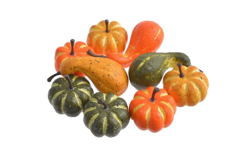 Umělé mini dýně 3,5–5 cm, 9 ks - mix