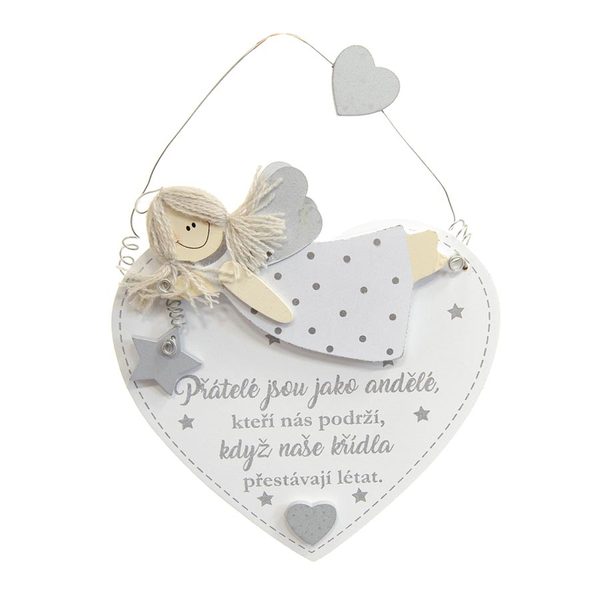 Srdce dřevo "Přátelé jsou..." - 14 x 16 cm