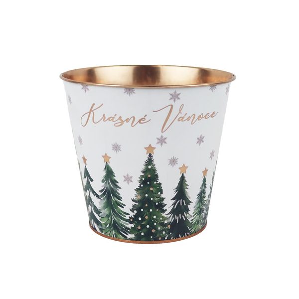 Vánoční plechový květináč K4987/2 - D15XH14 cm B:D10 cm
