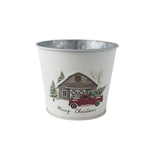 Vánoční květináč plechový K4485/1 - D12 × H10 cm B:8.5 cm