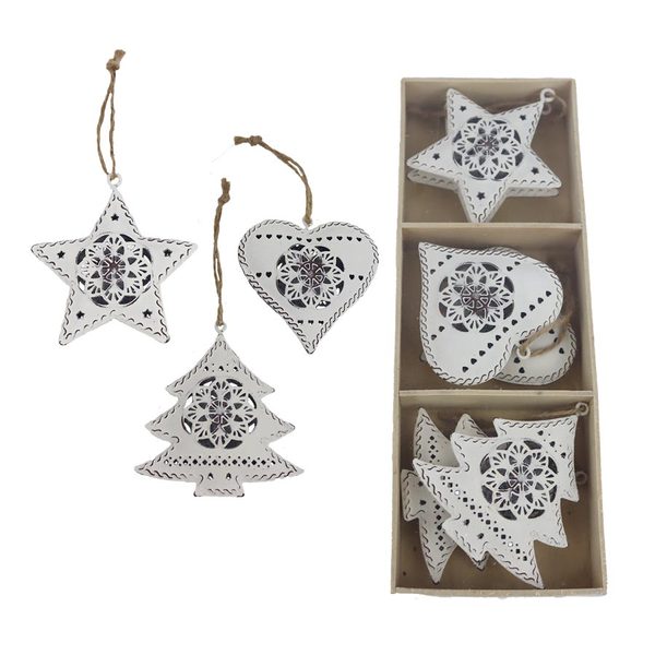 Dekorace k zavěšení, 6 ks K3722 - 6,5 - 7 x 1 x 6,5 - 8 cm