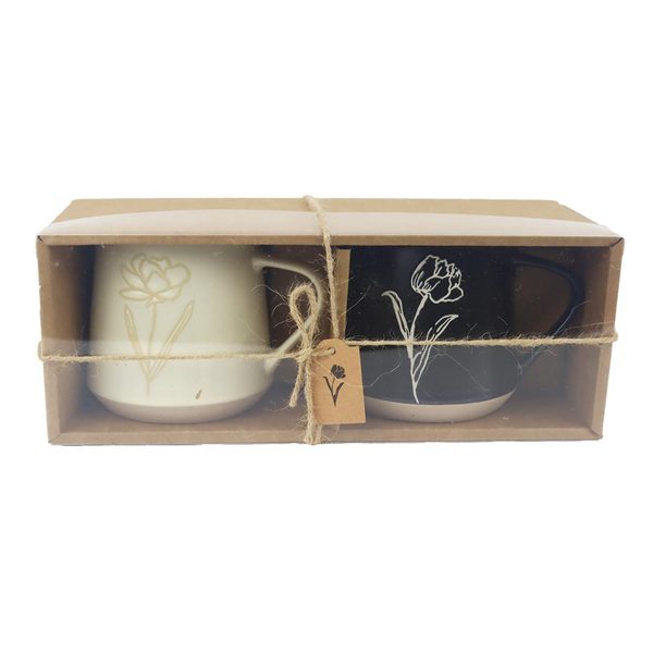 Hrnek kytka mix, 2 ks X8146 - D7.5xH9.2xBD7.5cm