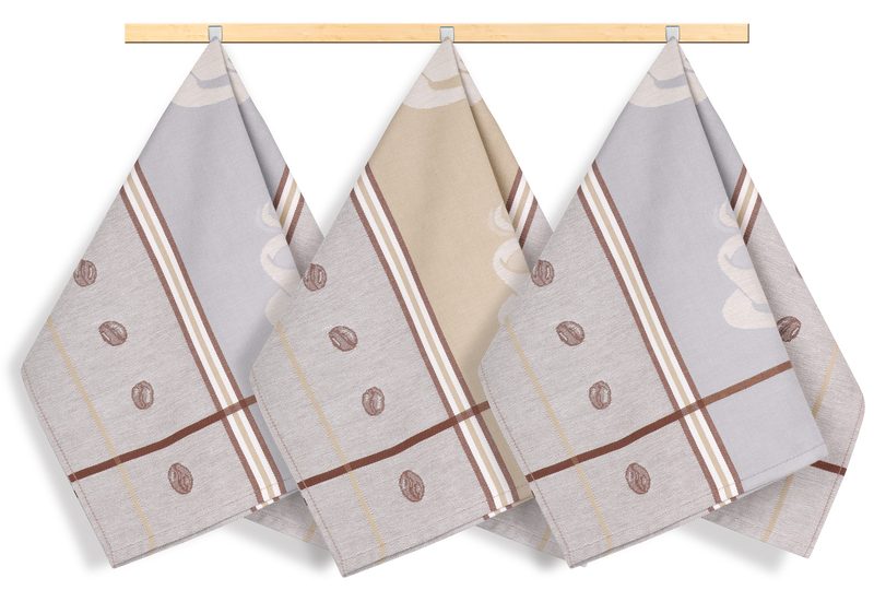 Kuchyňské utěrky - sada 3 kusů Hnědá,Šedá 159 50x70 cm