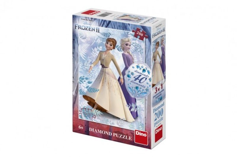 Puzzle 3v1 Ledové království II/Frozen II 200 dílků s diamanty s lepidlem v krabici
