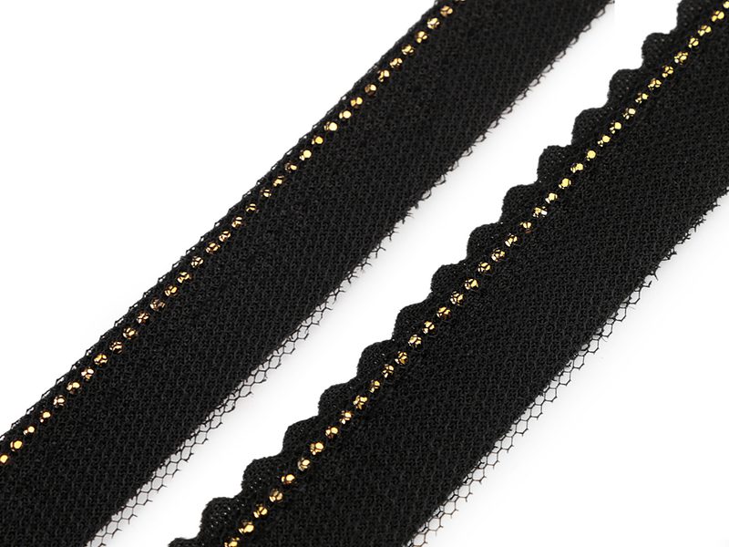 Paspulka všívací s broušenými kamínky a tylem šíře 15; 20 mm METRÁŽ