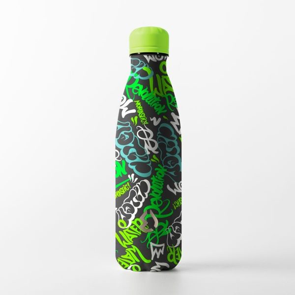 Nerezová Termo láhev na pití Fashion Graffiti zelená Potravinářská nerezová ocel 18/8, 500 ml