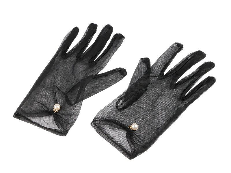 Společenské rukavice tylové s perlou