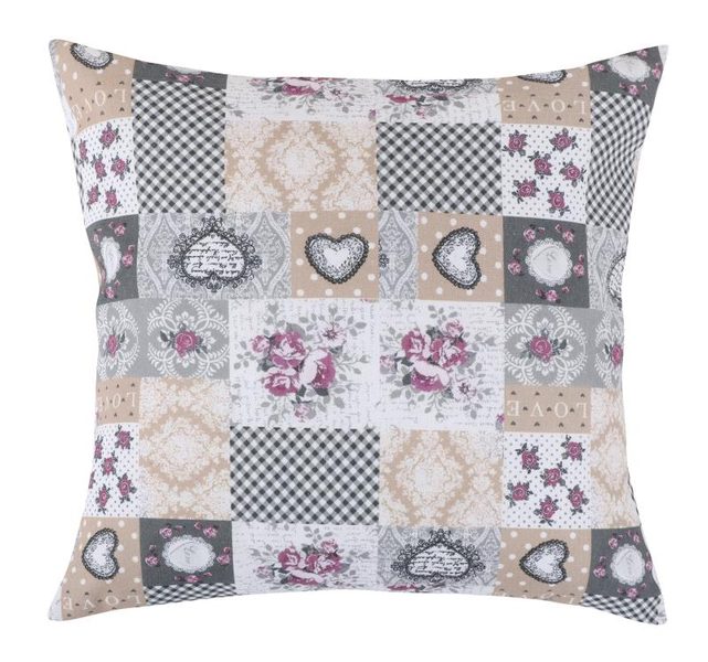 Povláček DITA - 45x45 cm patchwork love - šedá