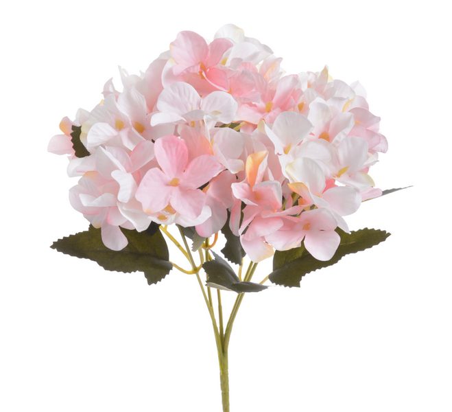 Malý trs hortenzií s lístky - růžová 29 cm