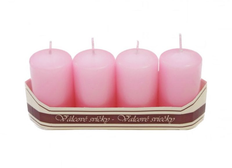Adventní svíčky válec 40/70 mm 4 ks - sv. růžová