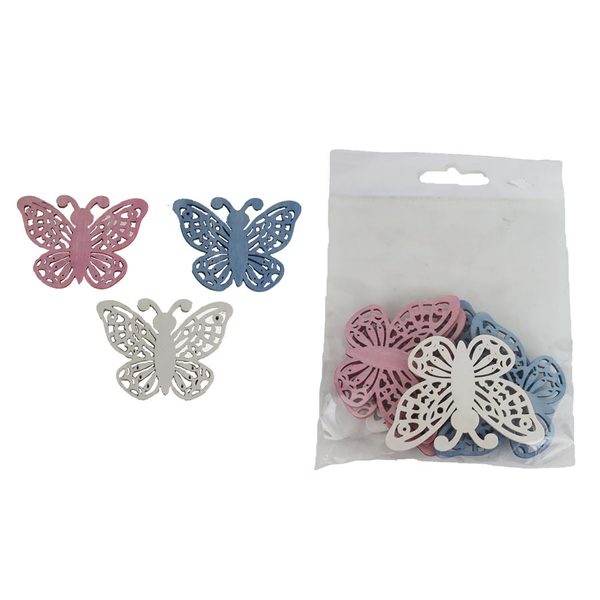 Dekorace motýl, 6 ks D7108 - 6 x 0,2 x 4 cm
