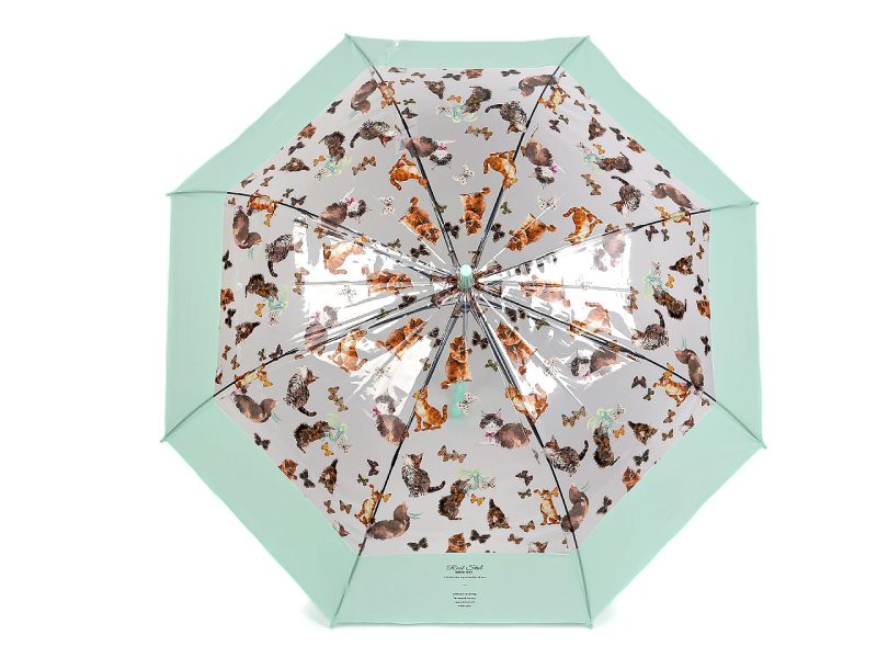 Dámský / dívčí průhledný vystřelovací deštník kočky