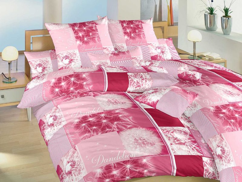 Bavlněné povlečení Pampelišky 3D vínové 140x200, 70x90 cm
