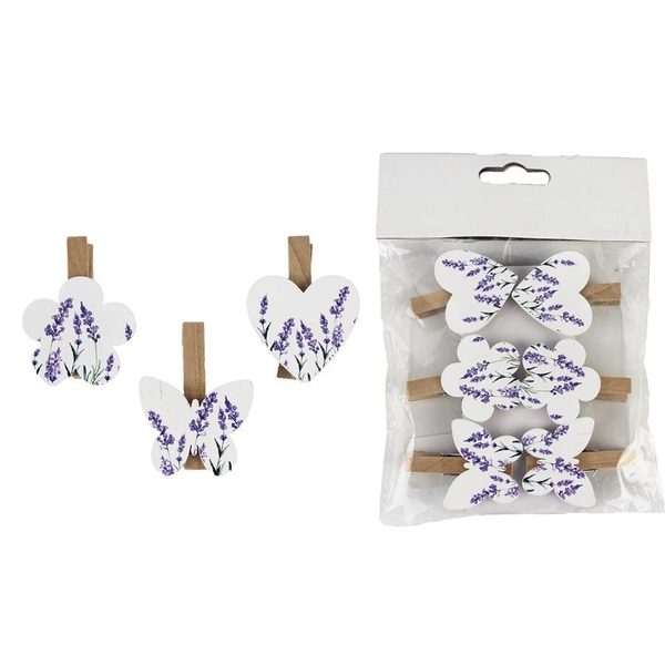 Dekorační Klipy s levandulí 6ks D3053
