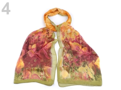 Šifonový šátek květy 50x160 cm