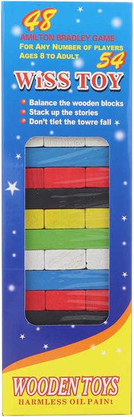 Hra DŘEVO Věž Jenga barevná malá 48 dílků *SPOLEČENSKÉ HRY*