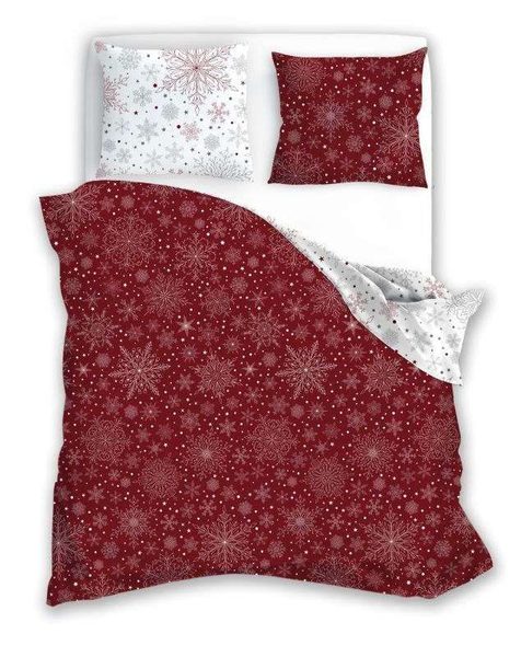 FARO Francouzské Vánoční povlečení Scandic 066 Vločky red Bavlna, 220/200, 2x70/80 cm