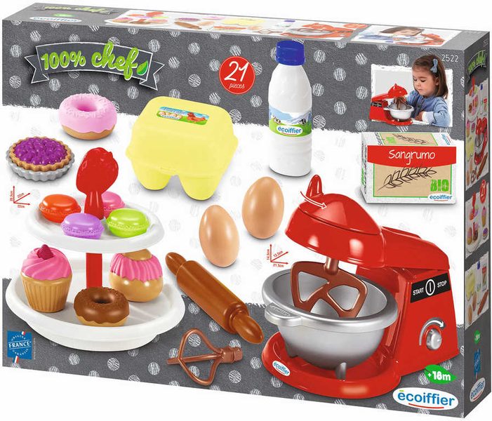 ECOIFFIER Baby robot kuchyňský set s nástroji a maketami potravin plast