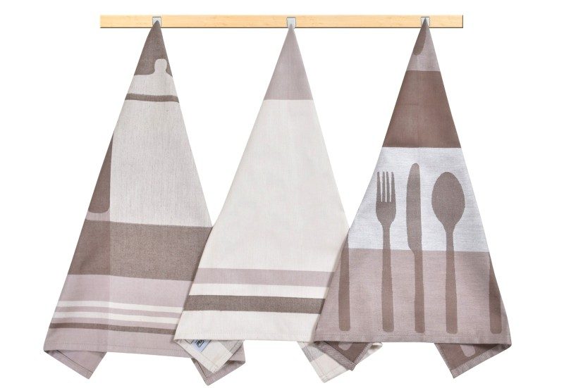 Kuchyňské utěrky - sada 3 kusů Hnědá,Béžová,Bílá 134