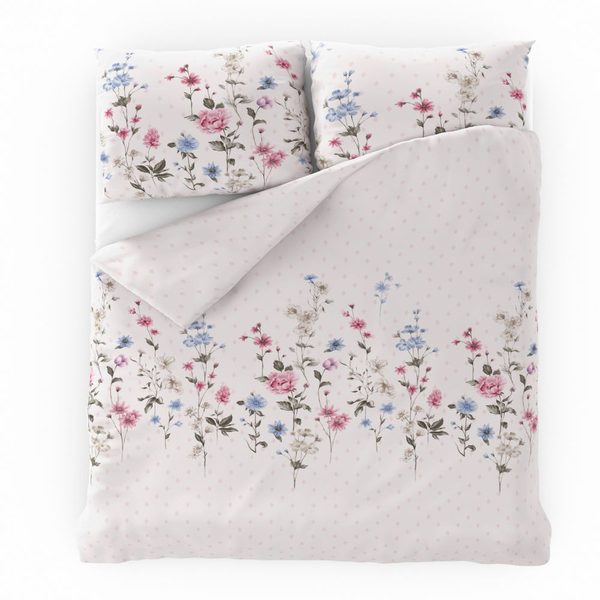 Bavlněné povlečení DELUX 220x200, 70x90cm LOUKA růžová