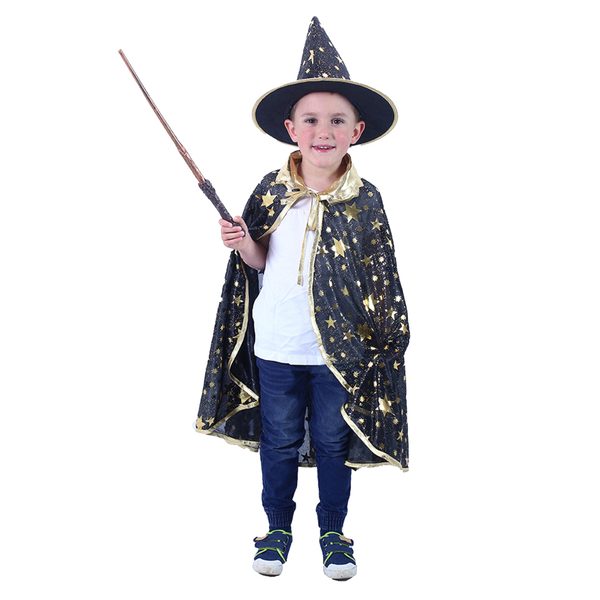 Plášť černý s kloboukem Čaroděj / Čarodějnice / Halloween