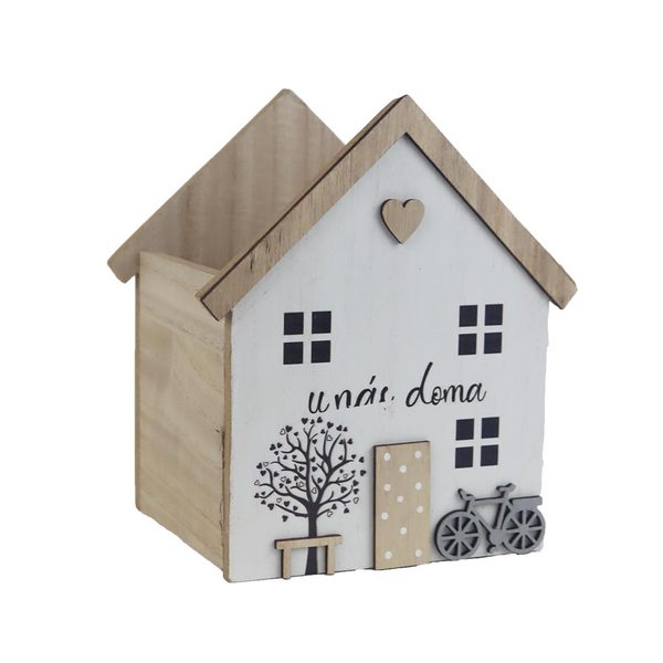 Dřevěný box domeček D6797 - výška 17 cm