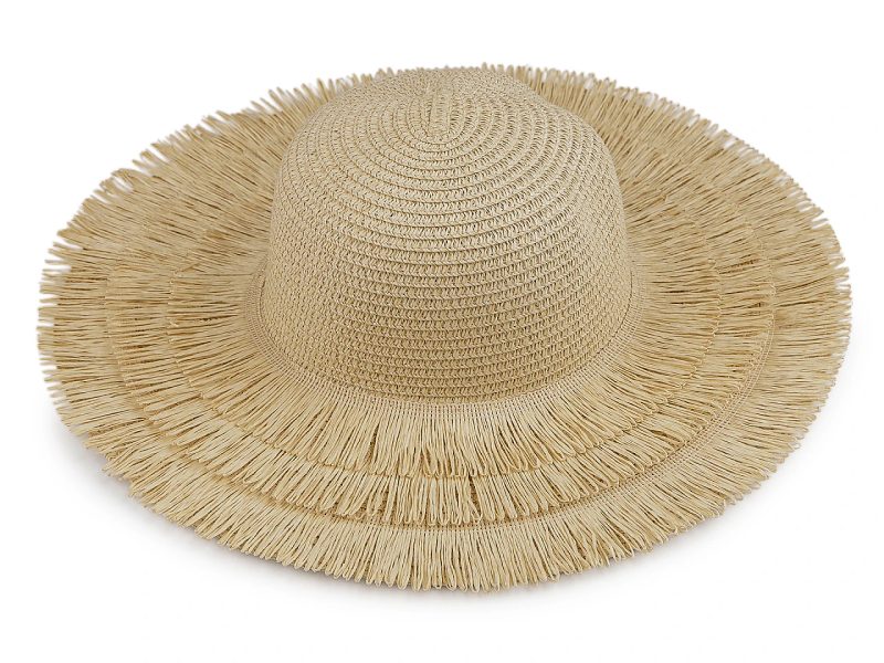 Dámský letní klobouk / slamák k dozdobení s třásněmi