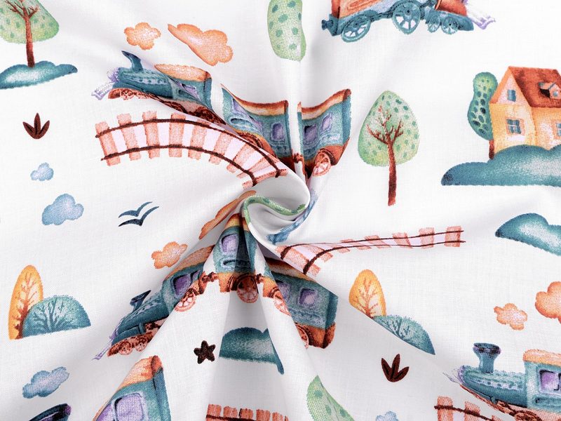 Bavlněná látka vlak METRÁŽ