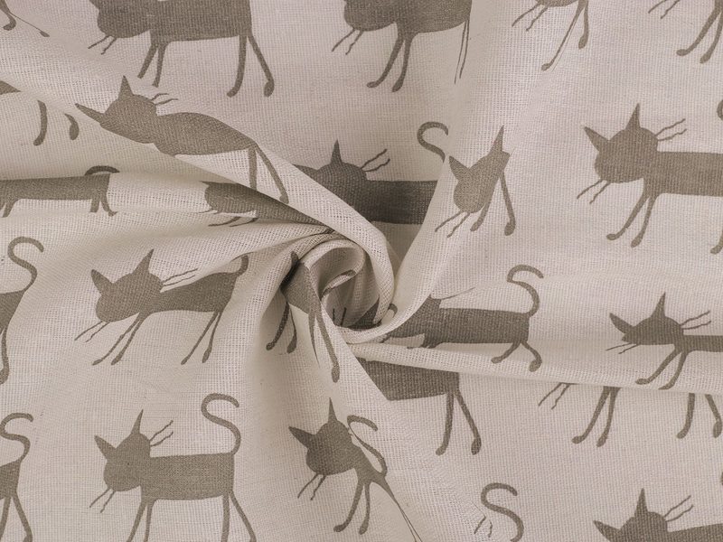 Bavlněná metráž / imitace lnu hrubší, kočka METRÁŽ