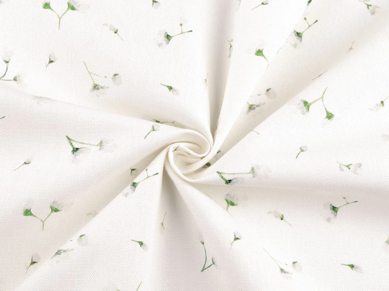 Polobavlněná látka se strukturou Half panama s digitálním tiskem rostliny METRÁŽ