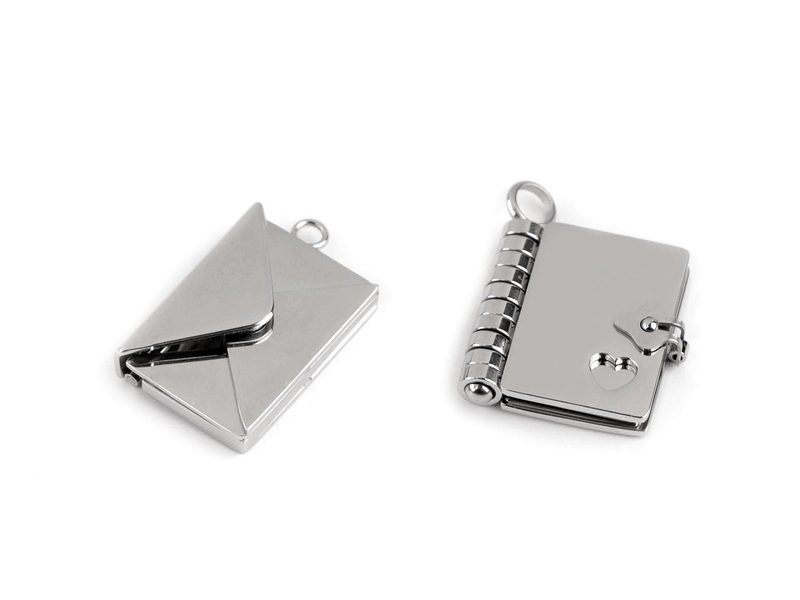 Rozevírací přívěsek / medailonek z nerezové oceli kniha, obálka